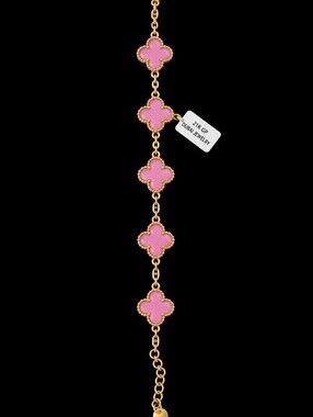 22K Gold Plated  Dubai Jewelry - Elegant Pink and Gold Bracelet